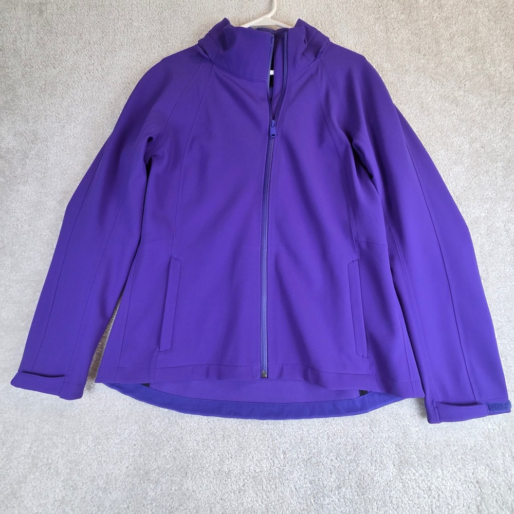 Athleta Womens Purple Softshell Full‎ Zip Jacket Mock Neck Women's Large